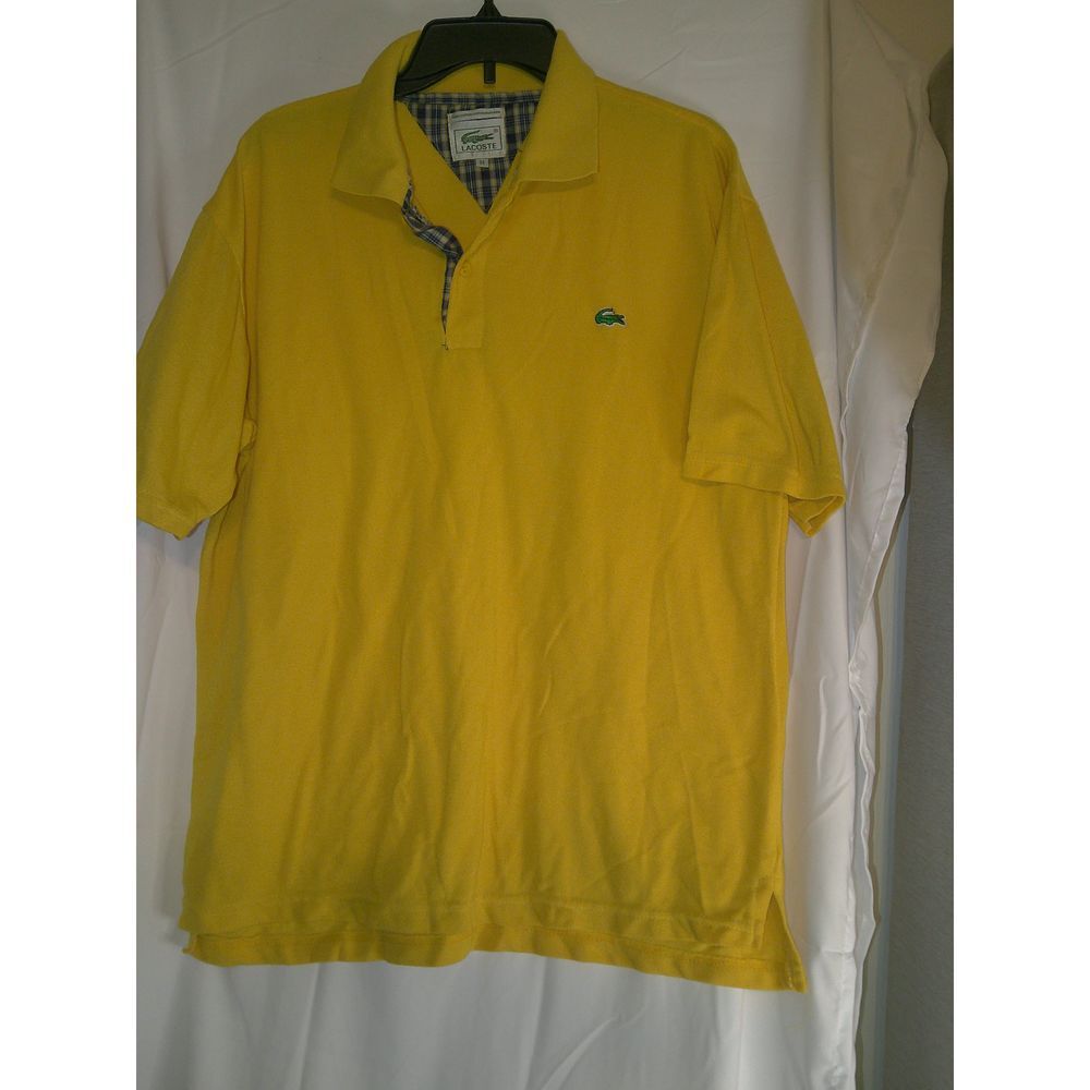 Vintage Lacoste Men's Classic Fit Yellow Polo Shirt Short Sleeve Cotton Casual M